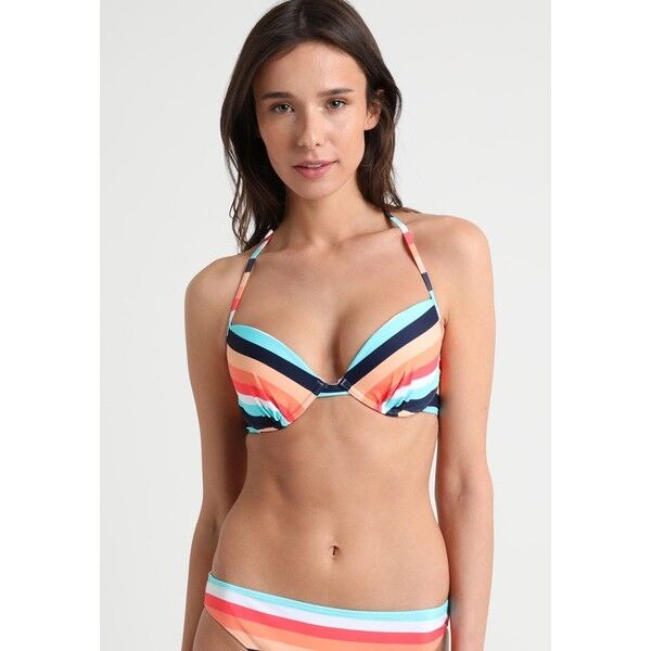 Dorothy Perkins MULTI STRIPE TRIANGLE Góra od bikini coral DP581J00F