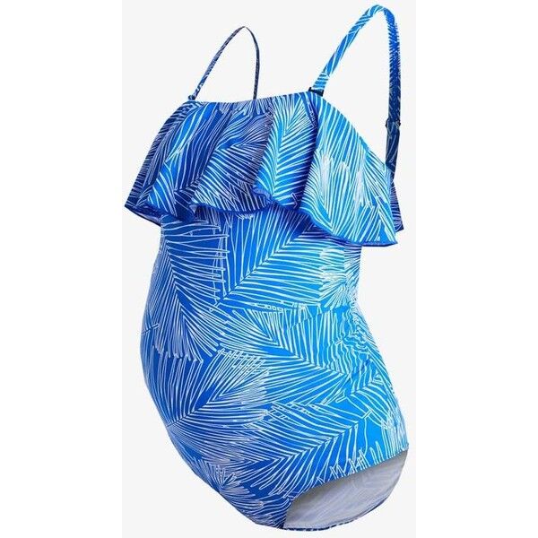 JoJo Maman Bébé PALM RUFFLE SWIMSUIT Kostium kąpielowy blue J2689E007