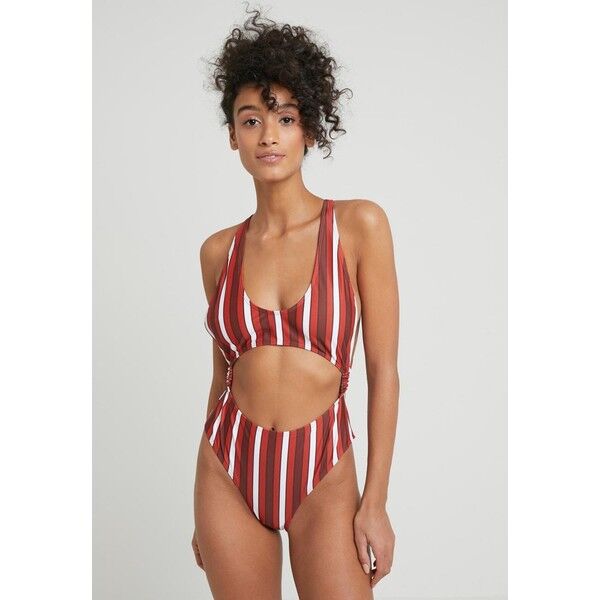 Missguided STRIPE CUT OUT SWIMSUIT Kostium kąpielowy red/black M0Q81G014