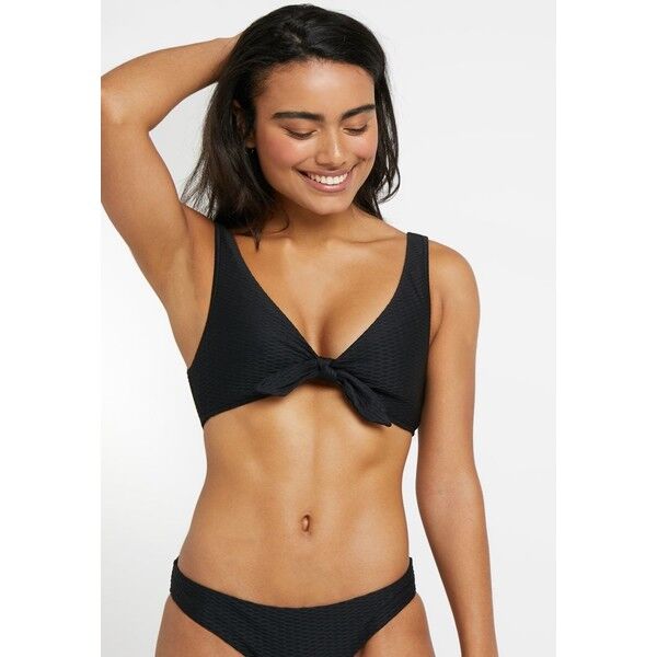 Seafolly LALUNA TIE FRONT CROP Góra od bikini black S1981J04F