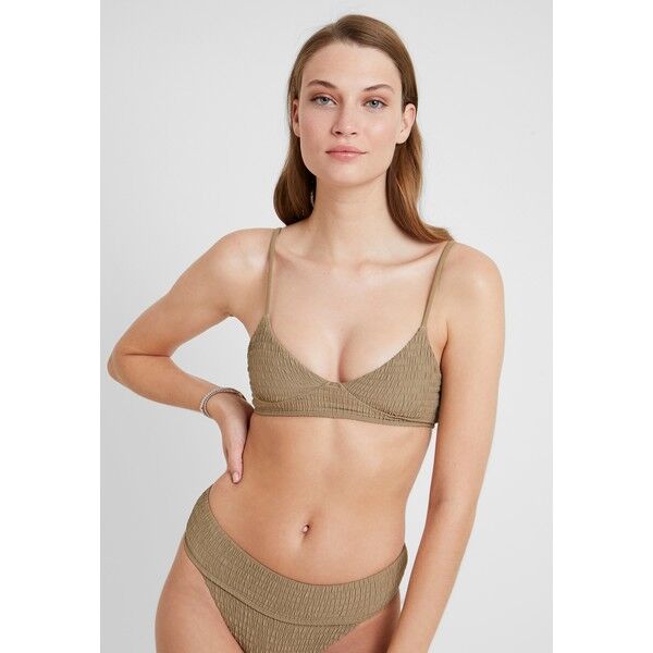 Topshop LONGLINE SHIRRED CROP Góra od bikini khaki TP781J01Q