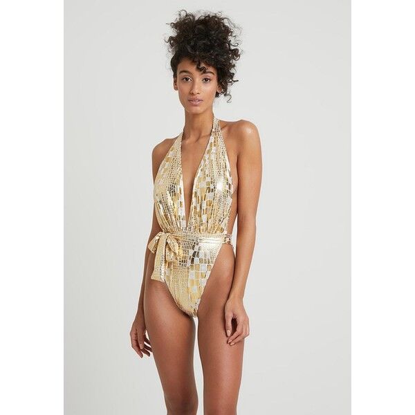 Missguided SUPER EXTREME HIGH LEG SWIMSUIT Kostium kąpielowy gold M0Q81G012