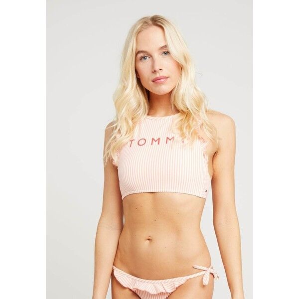 Tommy Hilfiger TOMMY SEERSUCKER CROP TOP Góra od bikini coral TO181H003