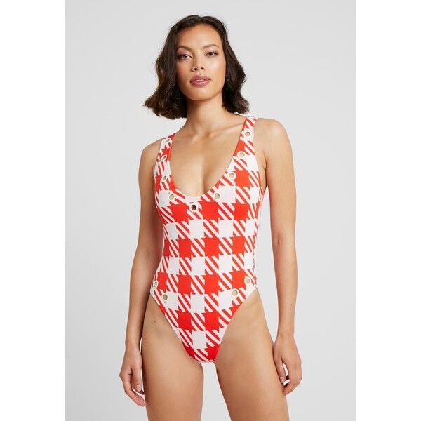 Solid & Striped THE MICHELLE EYELET LIPSTICK GINGHAM Kostium kąpielowy hot lava QS681G00J