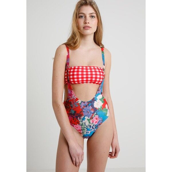 Lost Ink GINGHAM BANDEAU SWIMSUIT Kostium kąpielowy red L0U81G009