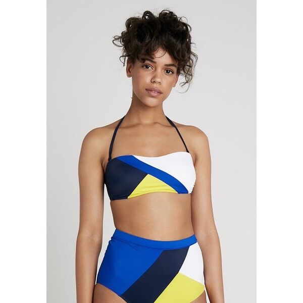 Tommy Hilfiger ARCHIVE BANDEAU Góra od bikini blue/yellow/white TO181J010