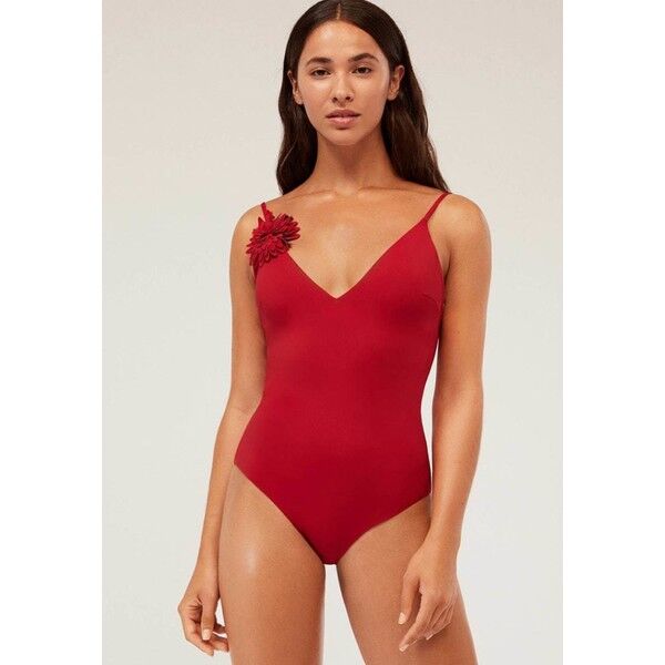 OYSHO MIT BLUMENAPPLIKATION Kostium kąpielowy red OY181G03U