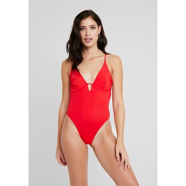 Missguided PLUNGE STRAPPY SWIMSUIT Kostium kąpielowy red M0Q81G018