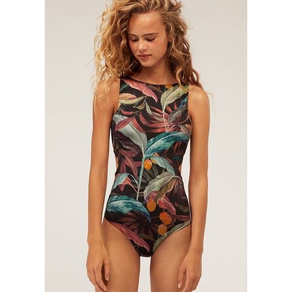 OYSHO DARK JUNGLE Kostium kąpielowy black OY181G03Y