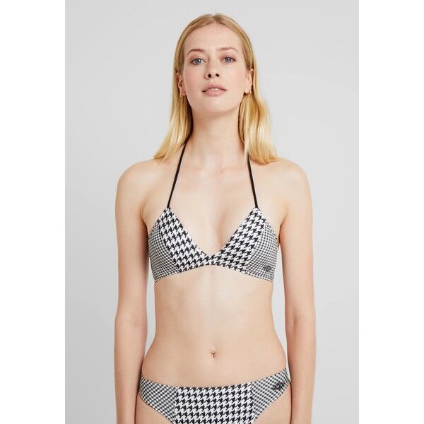 Tommy Hilfiger FIXED HALTER BRALETTE CHECK Góra od bikini black/white TO181J01B
